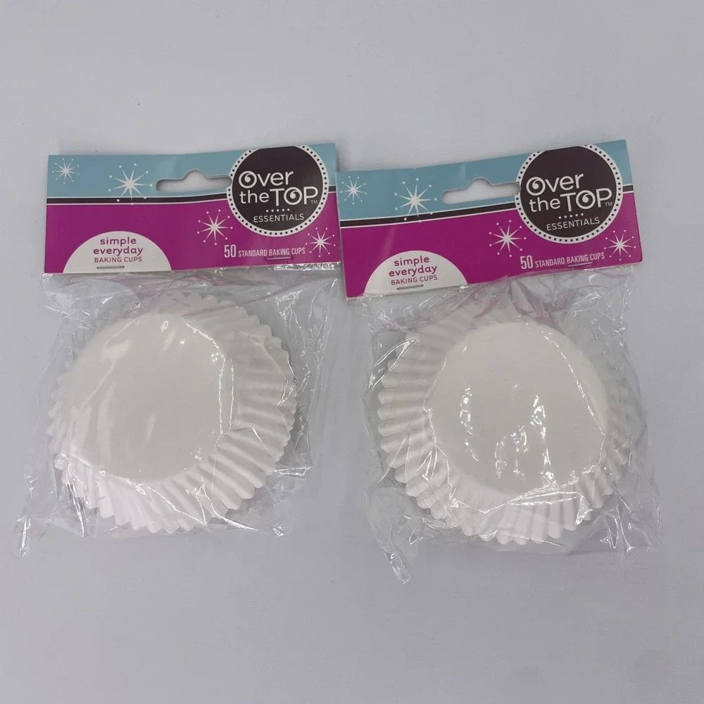 Over The Top Classic Cupcake Liners, 100 count, White,Baking Cups (2) X 50 Count